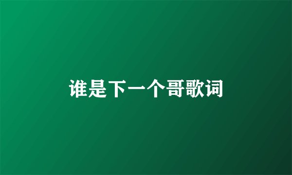 谁是下一个哥歌词