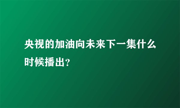 央视的加油向未来下一集什么时候播出？