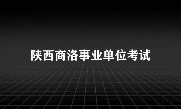 陕西商洛事业单位考试