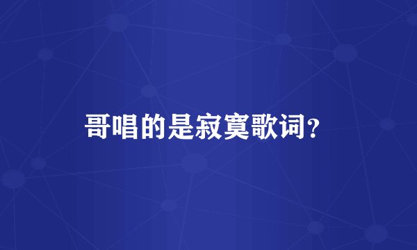 哥唱的是寂寞歌词？