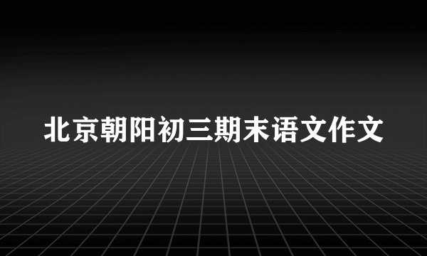 北京朝阳初三期末语文作文