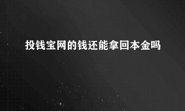 投钱宝网的钱还能拿回本金吗