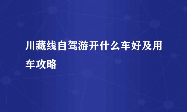 川藏线自驾游开什么车好及用车攻略