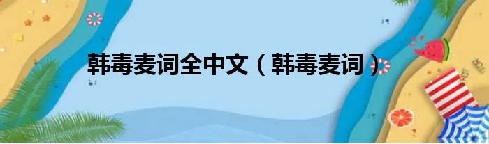 韩毒麦词全中文（韩毒麦词）