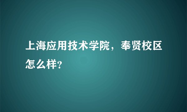 上海应用技术学院,奉贤校区怎么样?