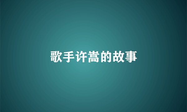 歌手许嵩的故事