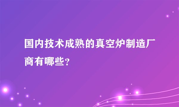 国内技术成熟的真空炉制造厂商有哪些？
