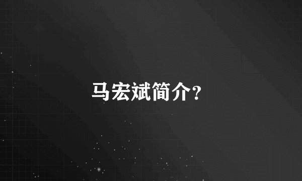 马宏斌简介？
