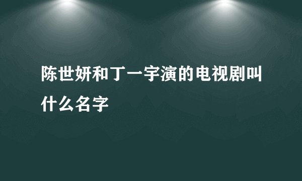 陈世妍和丁一宇演的电视剧叫什么名字