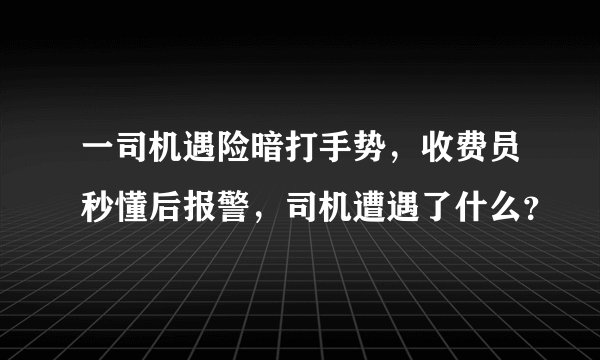 一司机遇险暗打手势，收费员秒懂后报警，司机遭遇了什么？