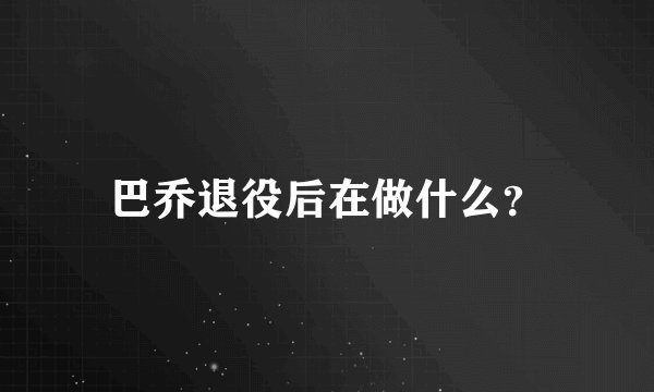 巴乔退役后在做什么?