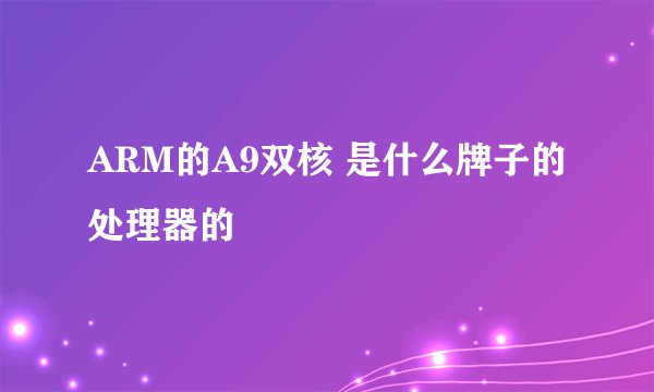 ARM的A9双核 是什么牌子的处理器的