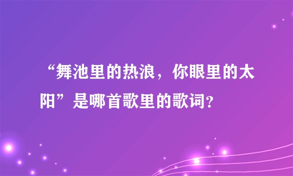 “舞池里的热浪，你眼里的太阳”是哪首歌里的歌词？