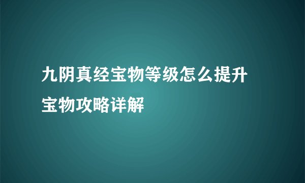 九阴真经宝物等级怎么提升 宝物攻略详解