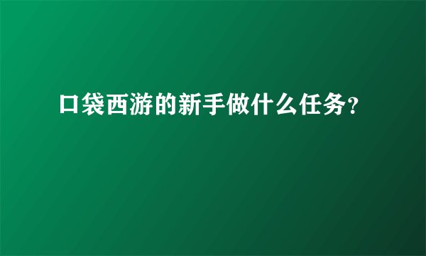 口袋西游的新手做什么任务？