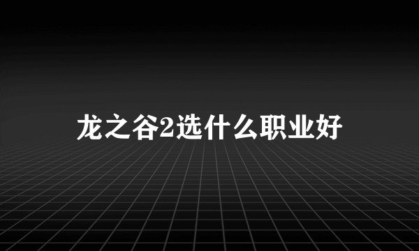 龙之谷2选什么职业好