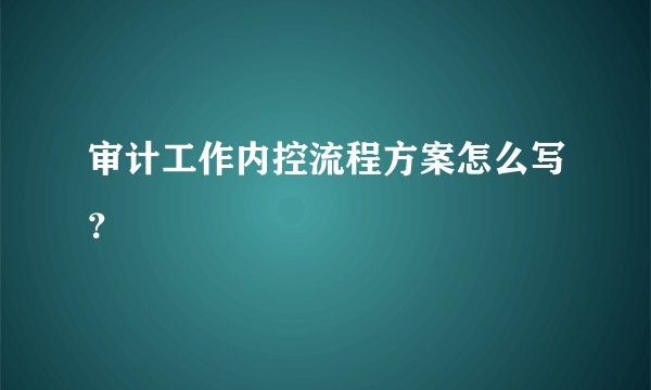 审计工作内控流程方案怎么写？