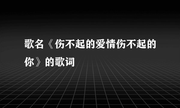 歌名《伤不起的爱情伤不起的你》的歌词