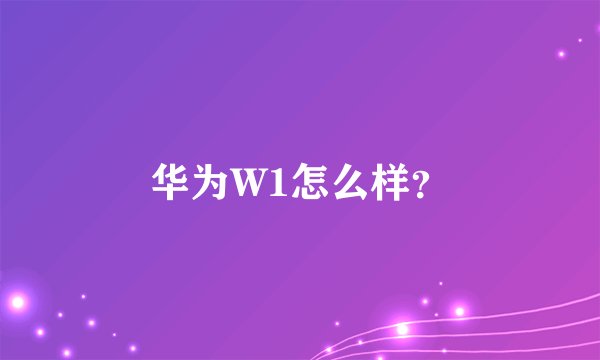 华为W1怎么样?