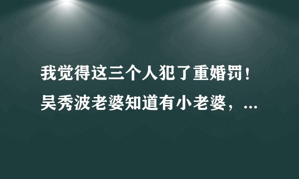 我觉得这三个人犯了重婚罚！吴秀波老婆知道有小老婆，吴秀波和那女的拍戏又吃住在一起？