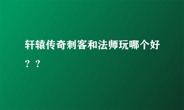 轩辕传奇刺客和法师玩哪个好？？