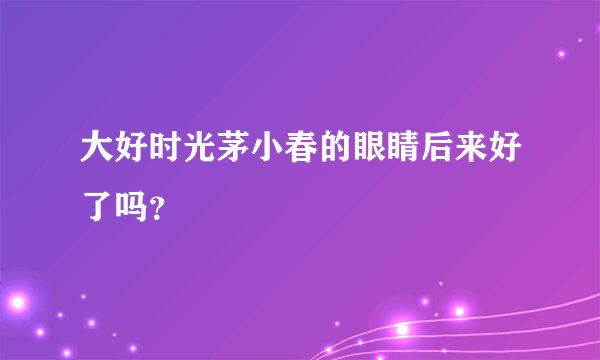 大好时光茅小春的眼睛后来好了吗？