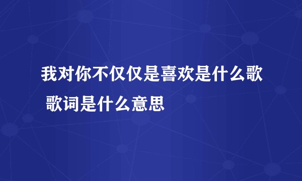 我对你不仅仅是喜欢是什么歌 歌词是什么意思