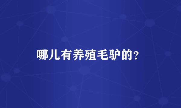 哪儿有养殖毛驴的？