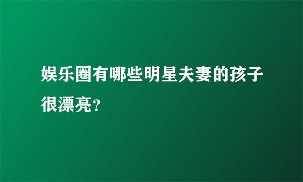 娱乐圈有哪些明星夫妻的孩子很漂亮？