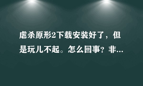 虐杀原形2下载安装好了，但是玩儿不起。怎么回事？非常急，求大神！！
