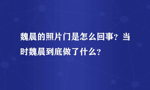 魏晨的照片门是怎么回事？当时魏晨到底做了什么？