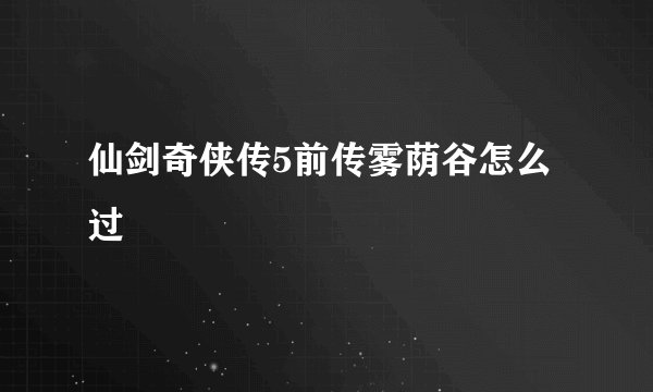 仙剑奇侠传5前传雾荫谷怎么过