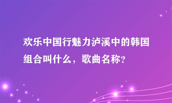 欢乐中国行魅力泸溪中的韩国组合叫什么,歌曲名称?