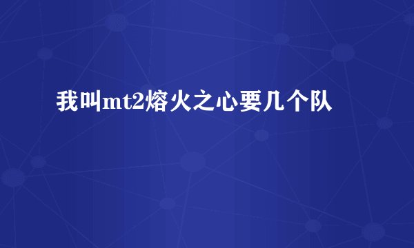 我叫mt2熔火之心要几个队