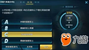 《王者荣耀》小乔情人节限定皮肤纯白花嫁和以下哪个英雄皮肤配对？