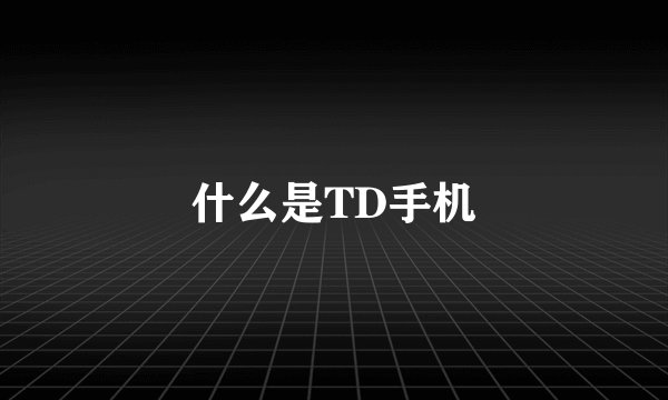什么是TD手机
