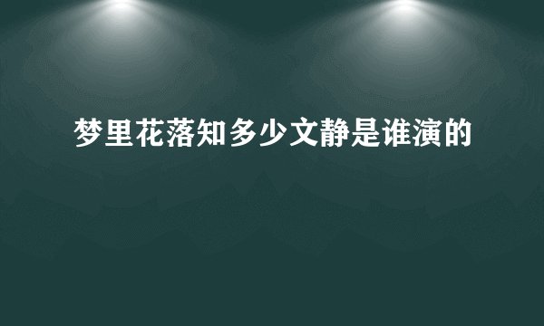 梦里花落知多少文静是谁演的