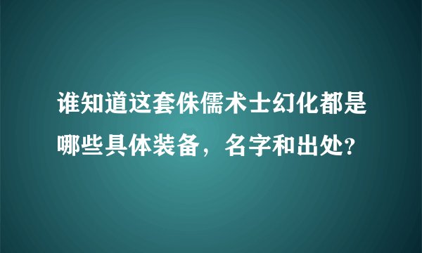 谁知道这套侏儒术士幻化都是哪些具体装备，名字和出处？
