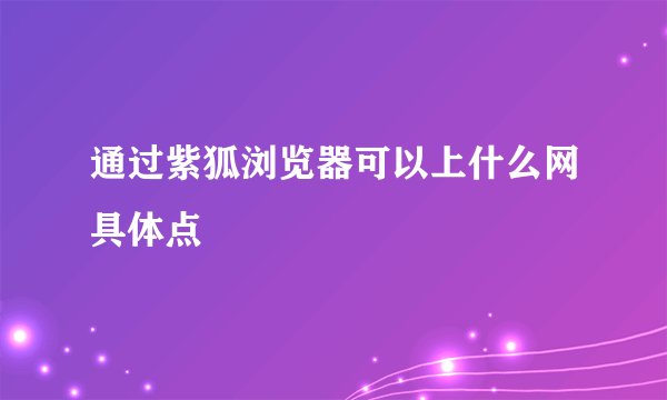 通过紫狐浏览器可以上什么网具体点