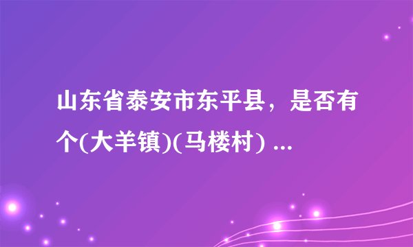 山东省泰安市东平县，是否有个(大羊镇)(马楼村) 马楼村的经济状况怎么样？