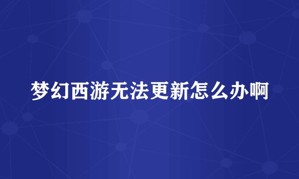 梦幻西游无法更新怎么办啊