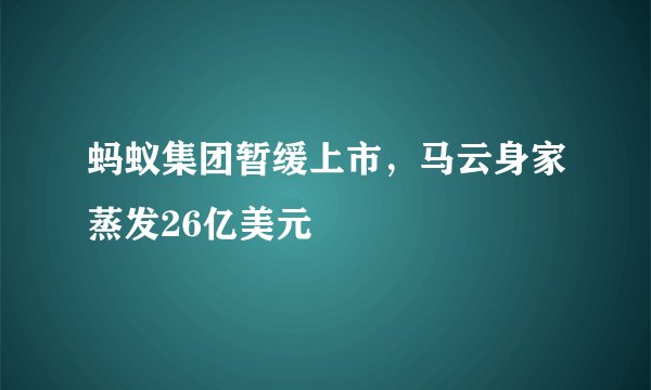 蚂蚁集团暂缓上市，马云身家蒸发26亿美元