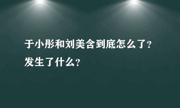 于小彤和刘美含到底怎么了?发生了什么?