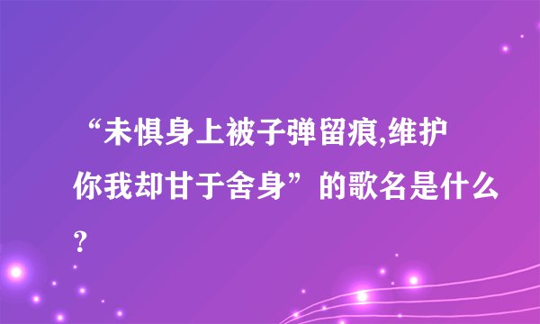 “未惧身上被子弹留痕,维护你我却甘于舍身”的歌名是什么？
