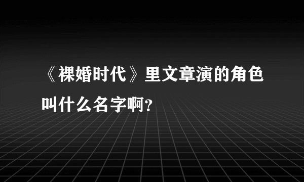 《裸婚时代》里文章演的角色叫什么名字啊？