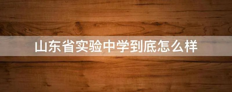 山东省实验中学到底怎么样