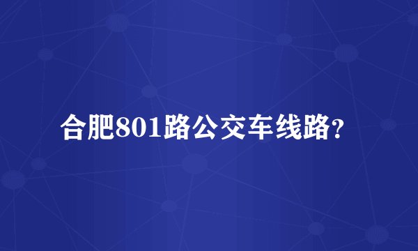合肥801路公交车线路？