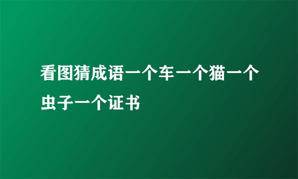 看图猜成语一个车一个猫一个虫子一个证书