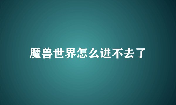 魔兽世界怎么进不去了