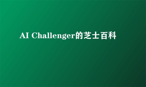 AI Challenger的芝士百科